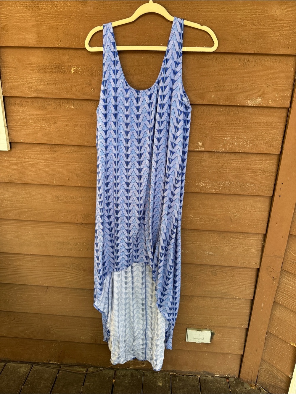 Merona Blue Printed Sleeveless High-Low Maxi Dress size XXL